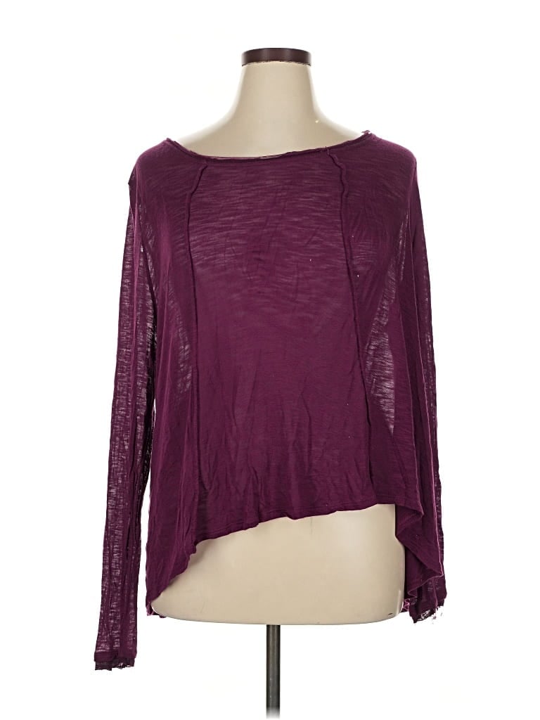 Pre-owned Simply Vera Vera Wang Long Sleeve Top Burgundy Boatneck Tops
