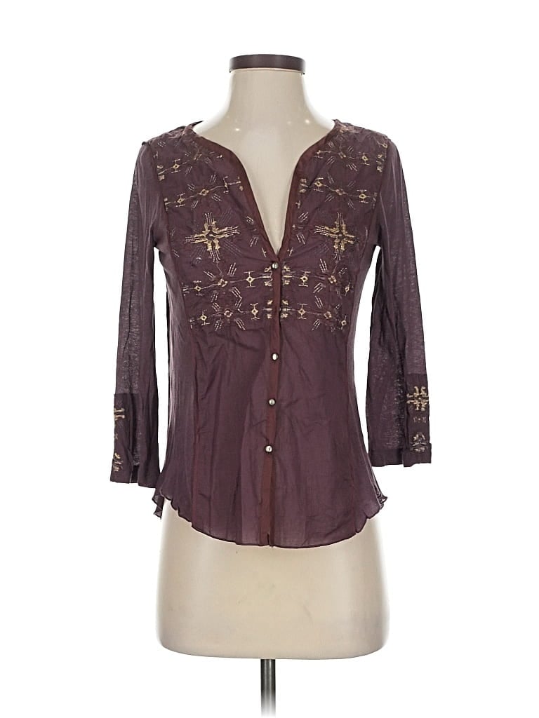 Pre-owned Tiny 3/4 Sleeve Blouse In Burgundy