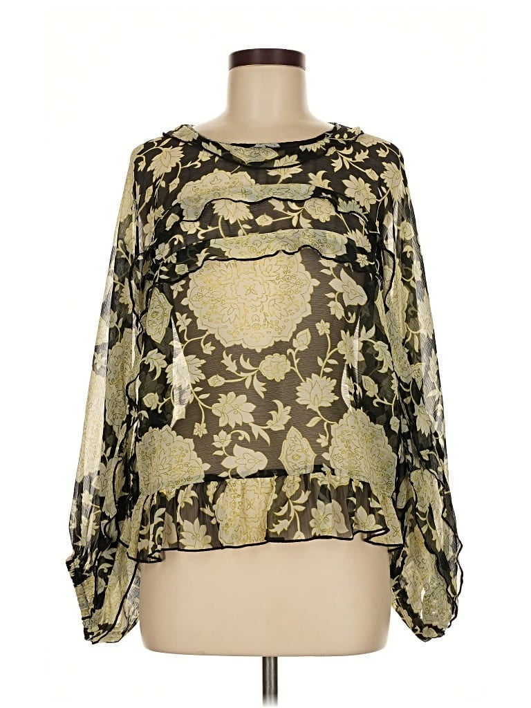 Pre-owned Divided By H&m Long Sleeve Blouse In Gold
