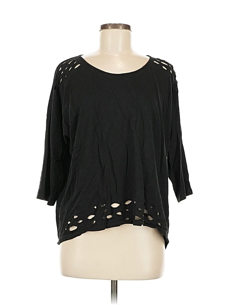 Pre-owned Eileen Fisher 3/4 Sleeve T-shirt In Black