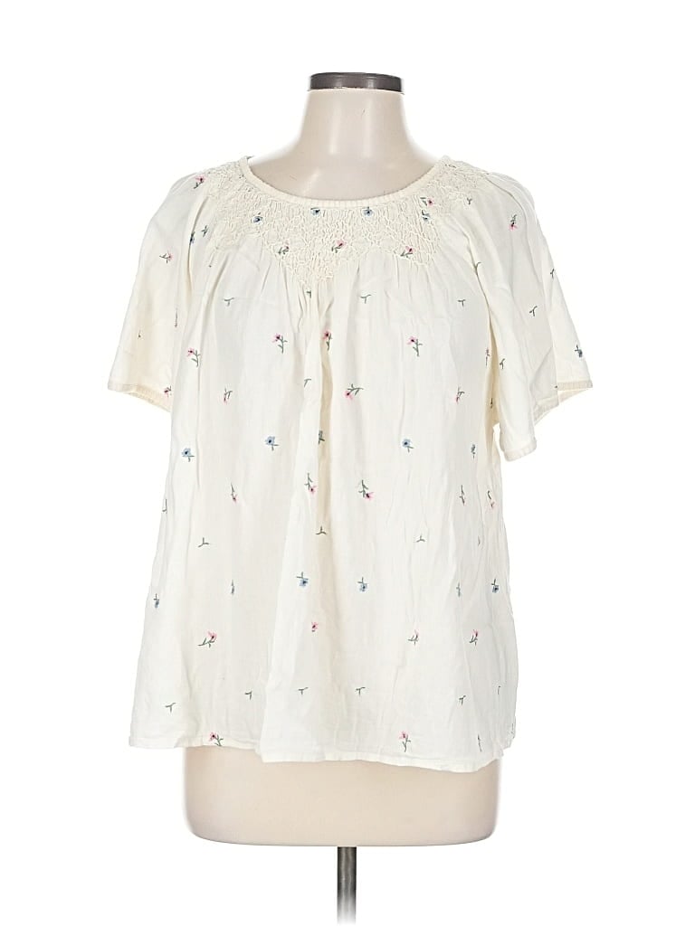 Pre-owned Old Navy Short Sleeve Blouse In White