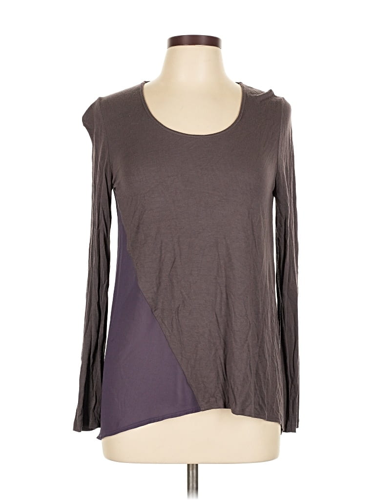 Pre-owned Raffi Long Sleeve Top Gray Scoop Neck Tops