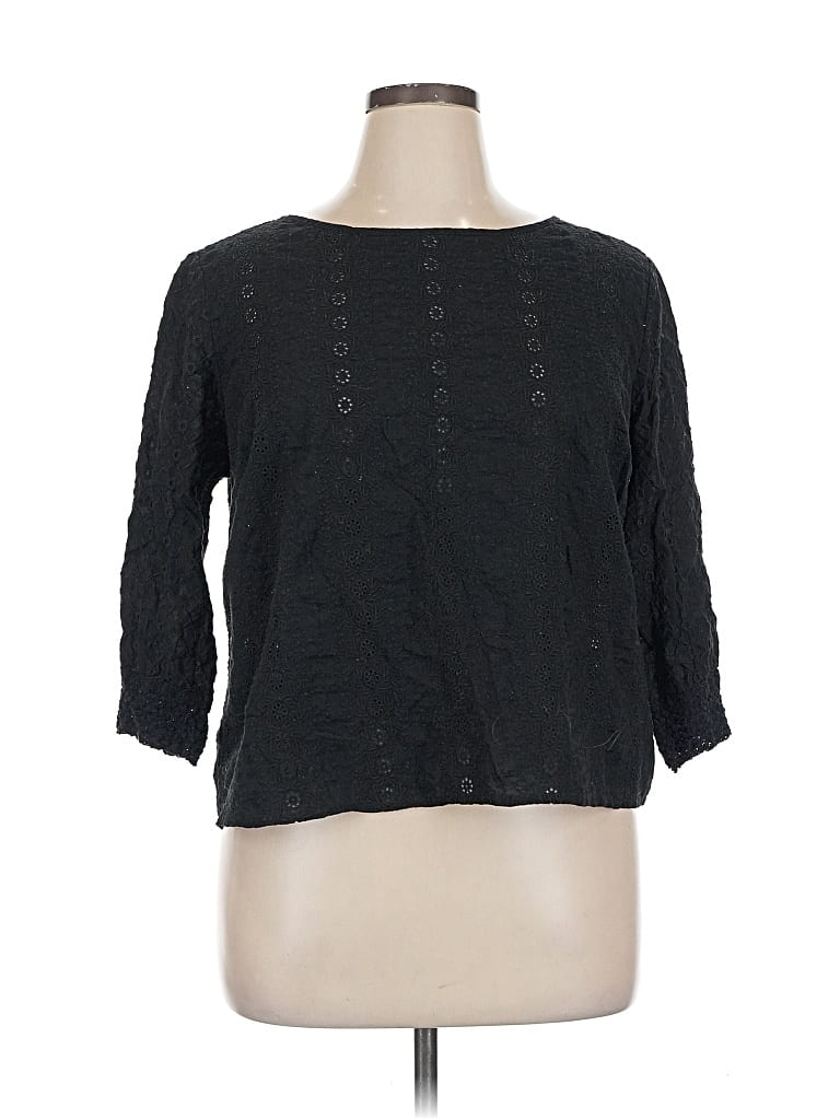 Pre-owned Gap 3/4 Sleeve Blouse In Black