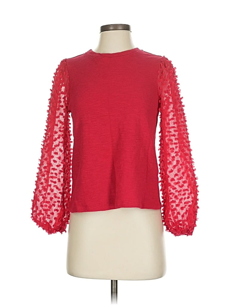 MAEVE BY ANTHROPOLOGIE Pre-owned Long Sleeve Top Red Mock Neckline Tops