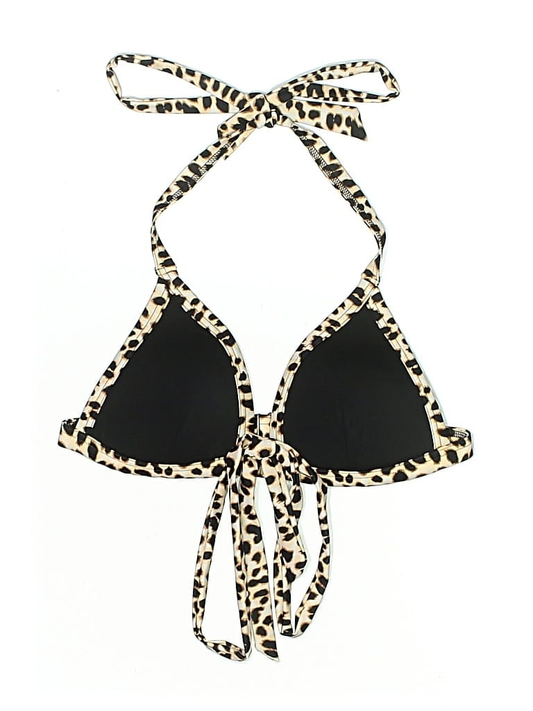 Pre-owned Victoria's Secret Pink Swimsuit Top Black Animal Print Pattern Swimwear