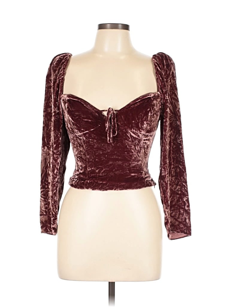 Pre-owned Wilfred Long Sleeve Top Burgundy Sweetheart Neckline Tops