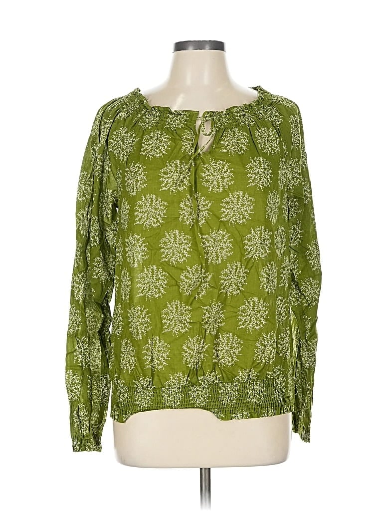 Pre-owned Merona Long Sleeve Blouse In Green