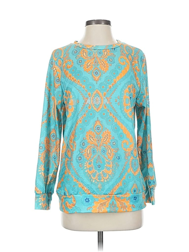 Pre-owned Unbranded 3/4 Sleeve T-shirt In Blue