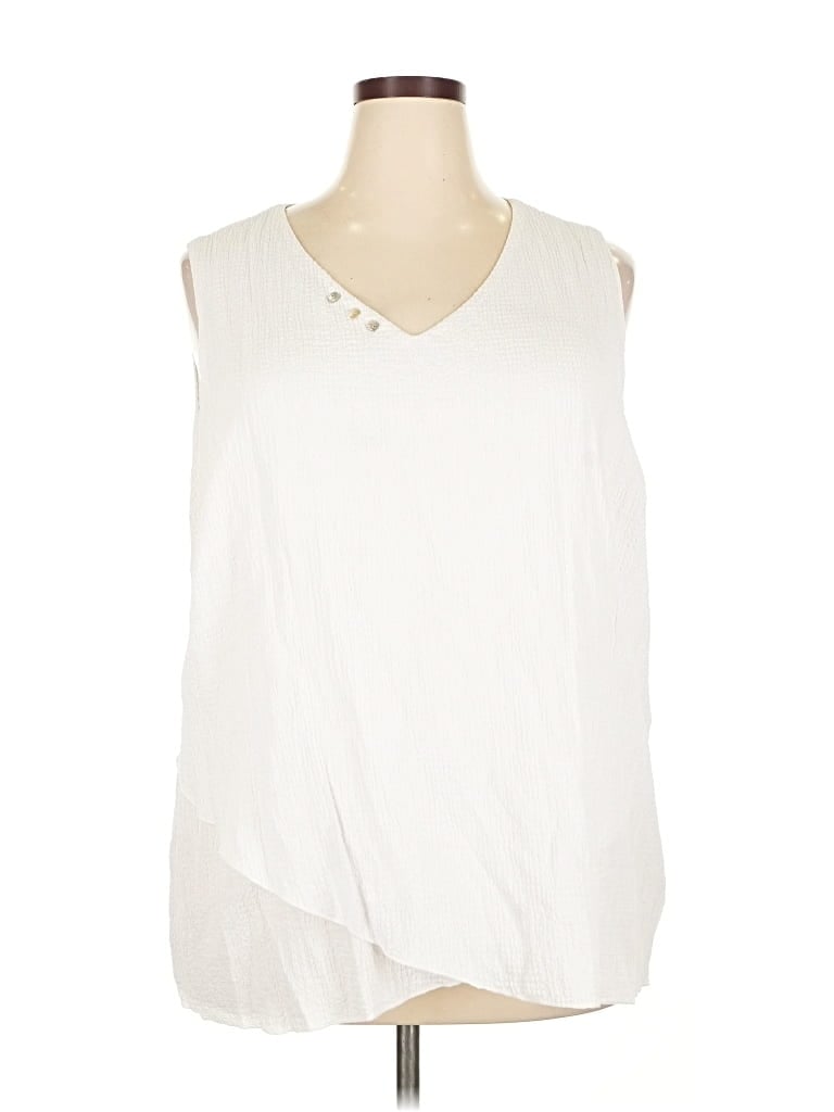Pre-owned Nina Leonard Sleeveless Blouse In White