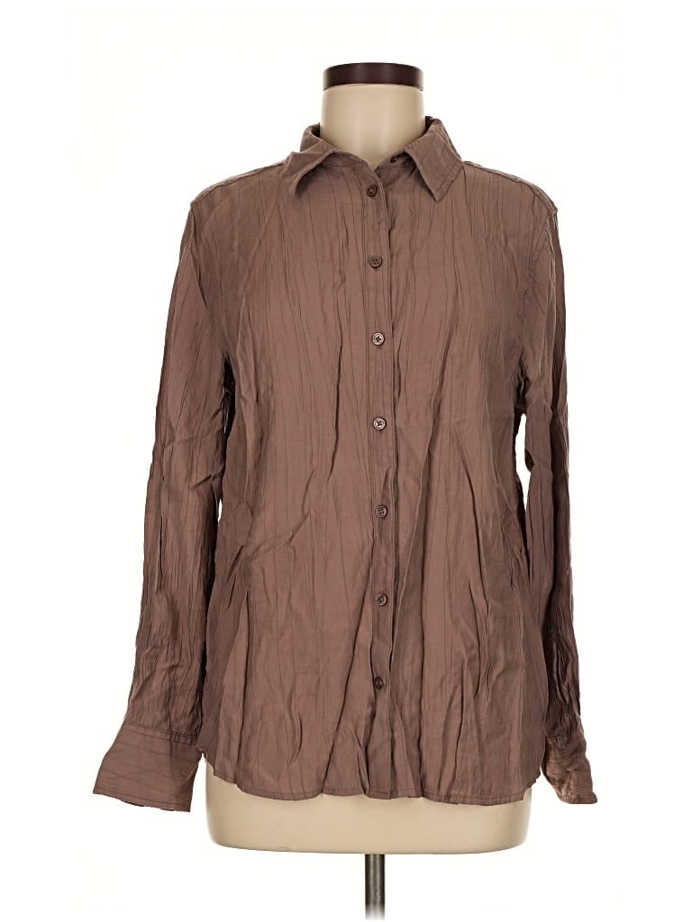 Pre-owned A New Day Long Sleeve Button Down Shirt In Brown