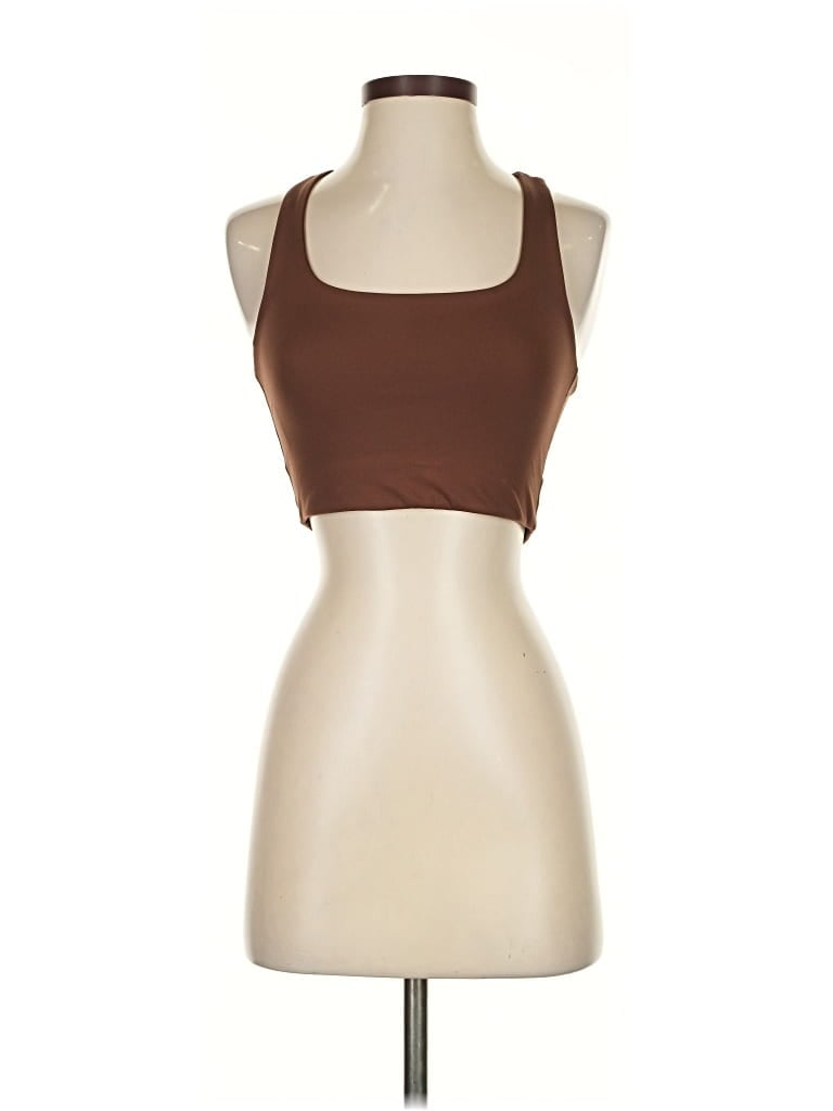 Pre-owned Girlfriend Collective Tank Top Brown Halter Neckline Tops