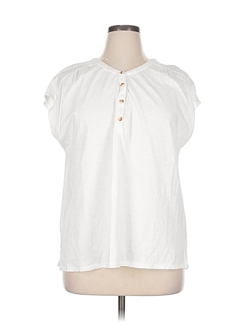 Pre-owned St. John's Bay Short Sleeve Blouse In White
