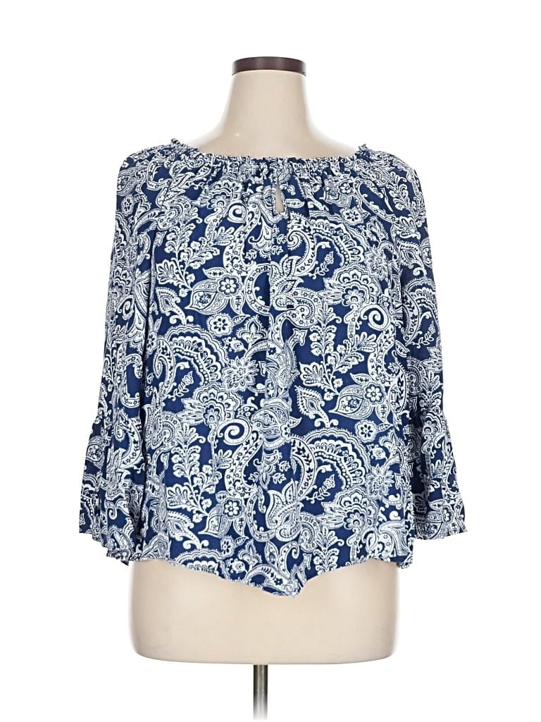 Pre-owned New Directions 3/4 Sleeve Blouse In Blue