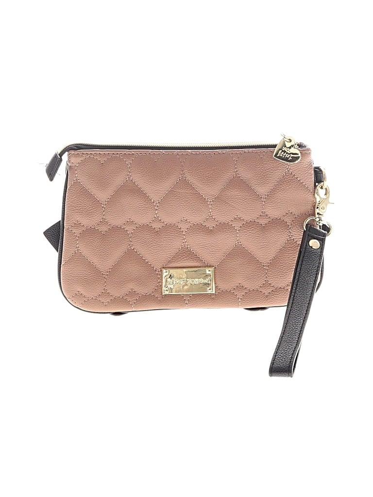 Pre-owned Betsey Johnson Leather Wristlet In Brown