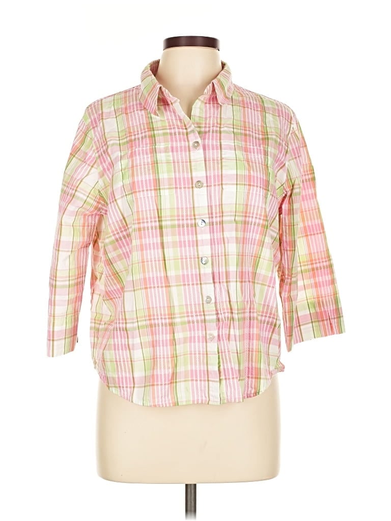Pre-owned Alfred Dunner 3/4 Sleeve Button Down Shirt In Pink