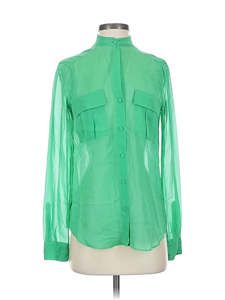 Pre-owned Bcbgmaxazria Long Sleeve Blouse In Green