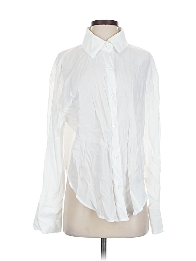 Pre-owned Beige Botany Long Sleeve Blouse In White