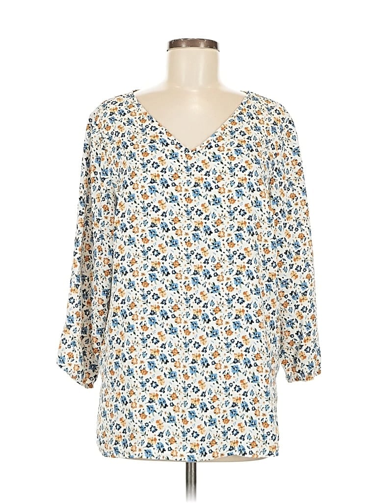 Pre-owned Mario Serrani 3/4 Sleeve Blouse In White