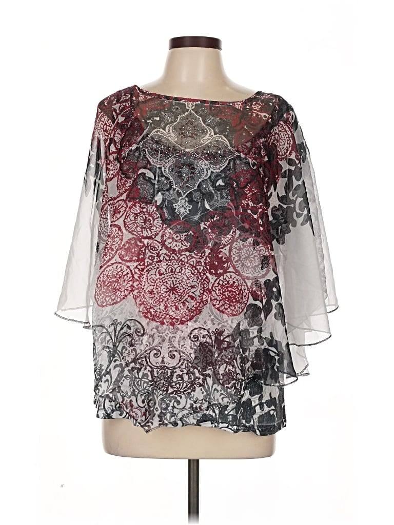 ONE WORLD Pre-owned 3/4 Sleeve Blouse In Silver