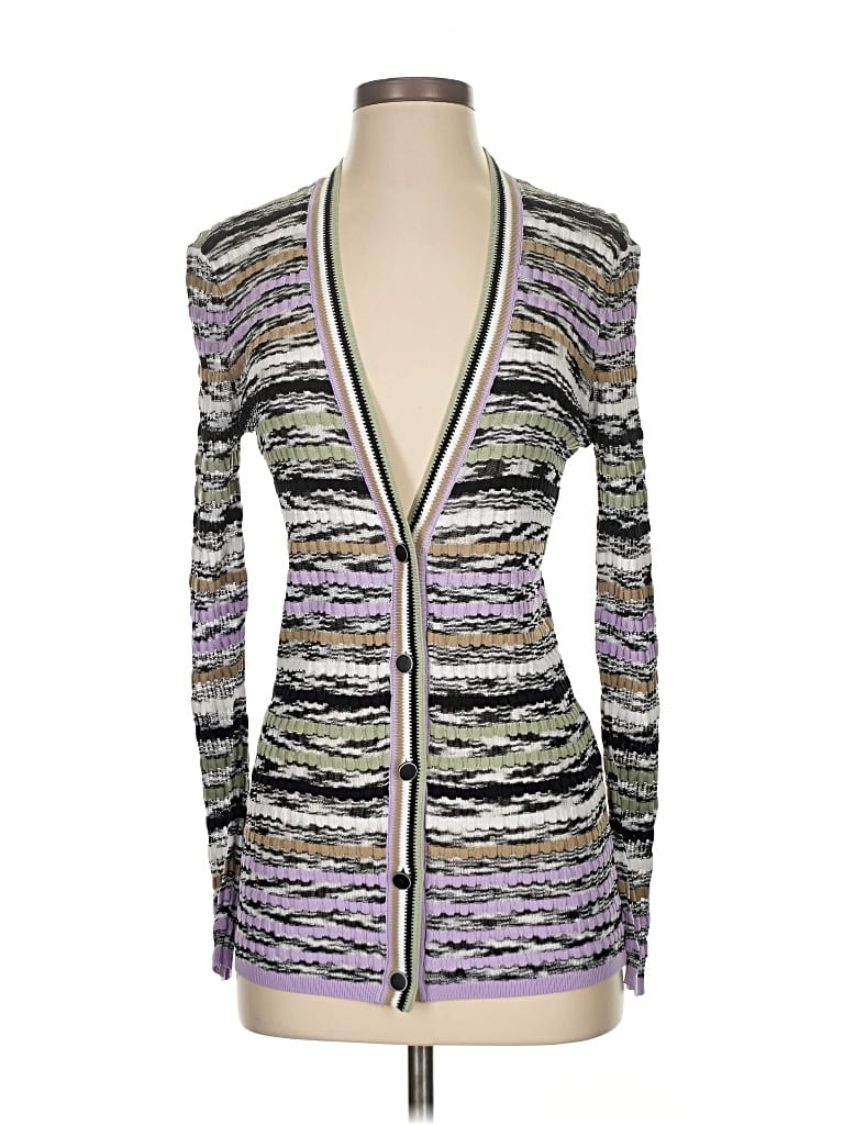 White House Black Market Long Sleeve Top Purple Plunge Neckline Tops In Multi