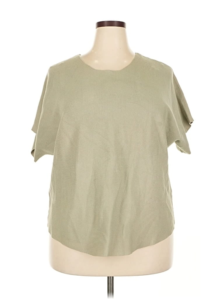 M MAGASCHONI Pre-owned Short Sleeve Top Green Solid Pattern Crew Neck Tops