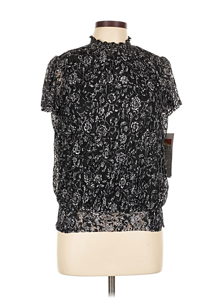 Pre-owned Adrienne Vittadini Short Sleeve Blouse In Black