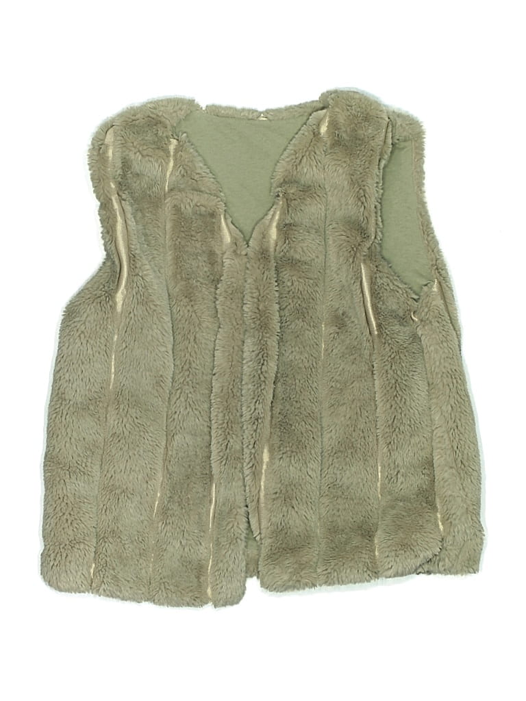 Pre-owned Shein Kids' Faux Fur Vest In Green
