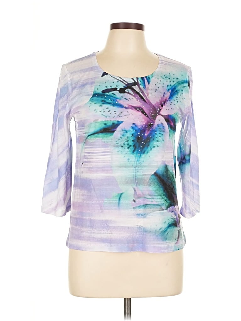 Click to view more detailed imagery on our partner's website Pre-owned Chico's 3/4 Sleeve T-shirt In Purple