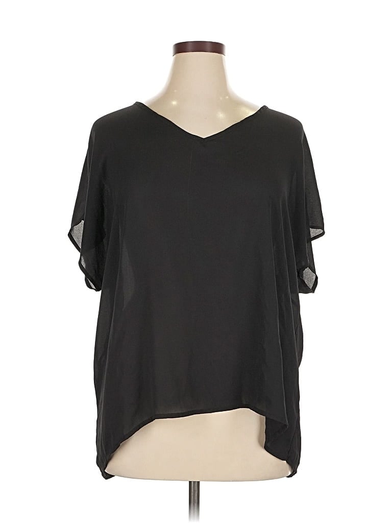 Pre-owned Bobeau Short Sleeve Blouse In Black