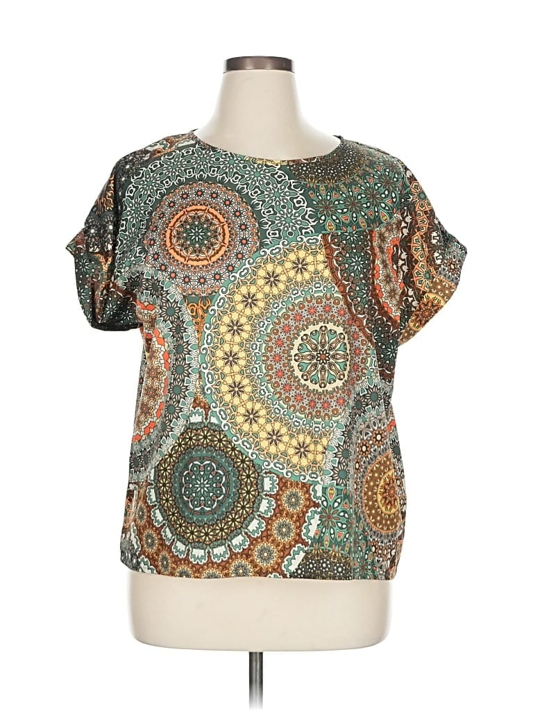 Pre-owned Emery Rose Short Sleeve Blouse In Blue