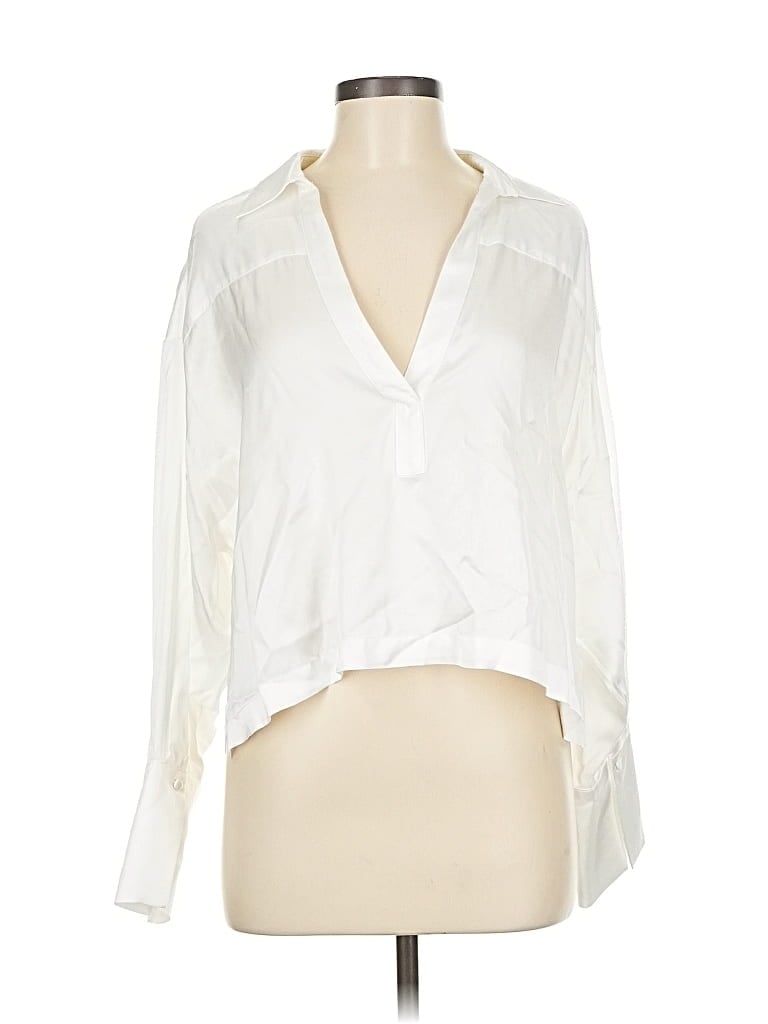 Pre-owned Maeve By Anthropologie Long Sleeve Blouse In White