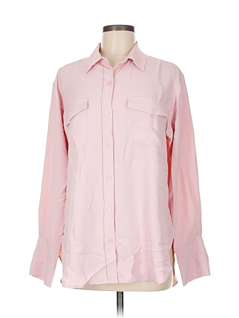 Pre-owned Ann Taylor Loft Long Sleeve Blouse In Pink