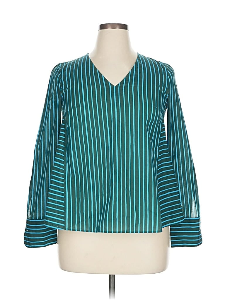 Pre-owned Akris Punto Long Sleeve Blouse In Blue