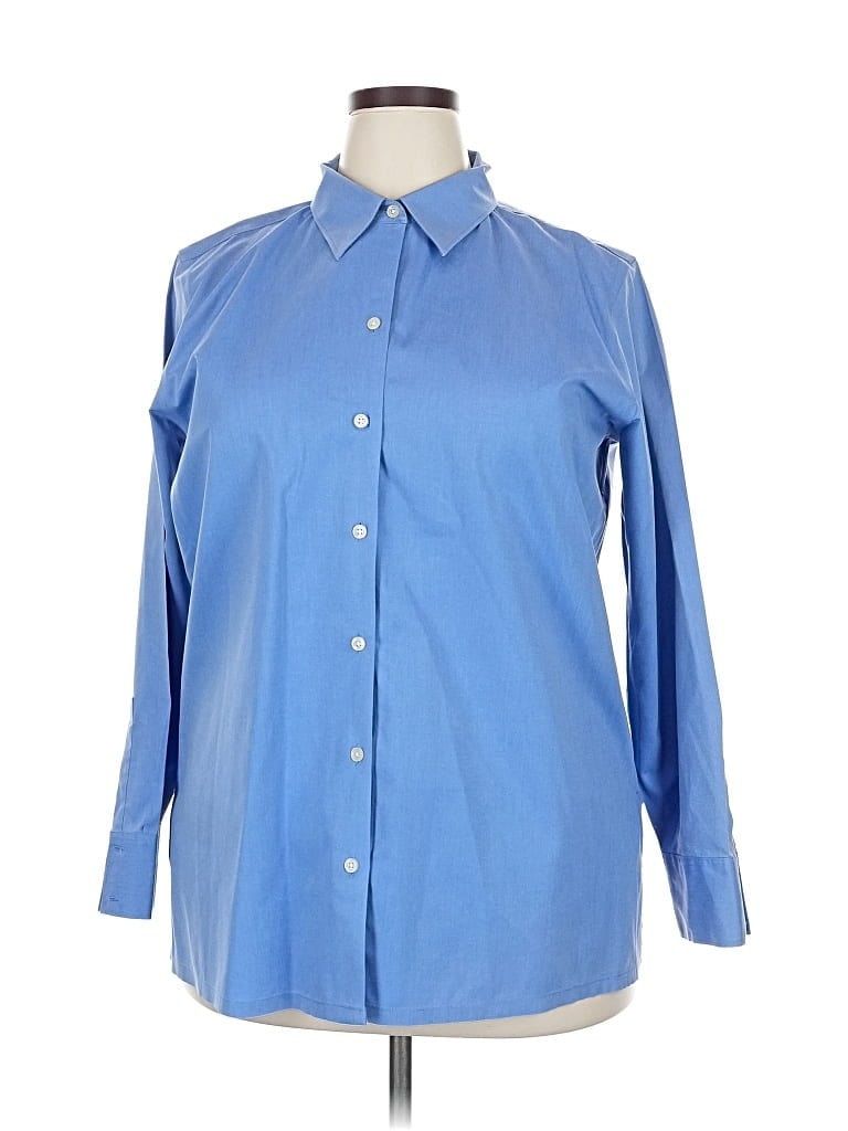 Pre-owned Eddie Bauer Long Sleeve Button Down Shirt In Blue