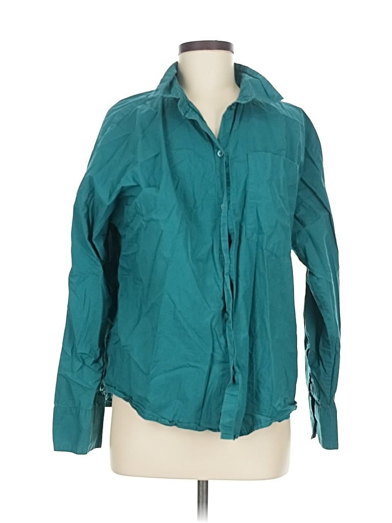 Pre-owned H&m Long Sleeve Button Down Shirt In Blue