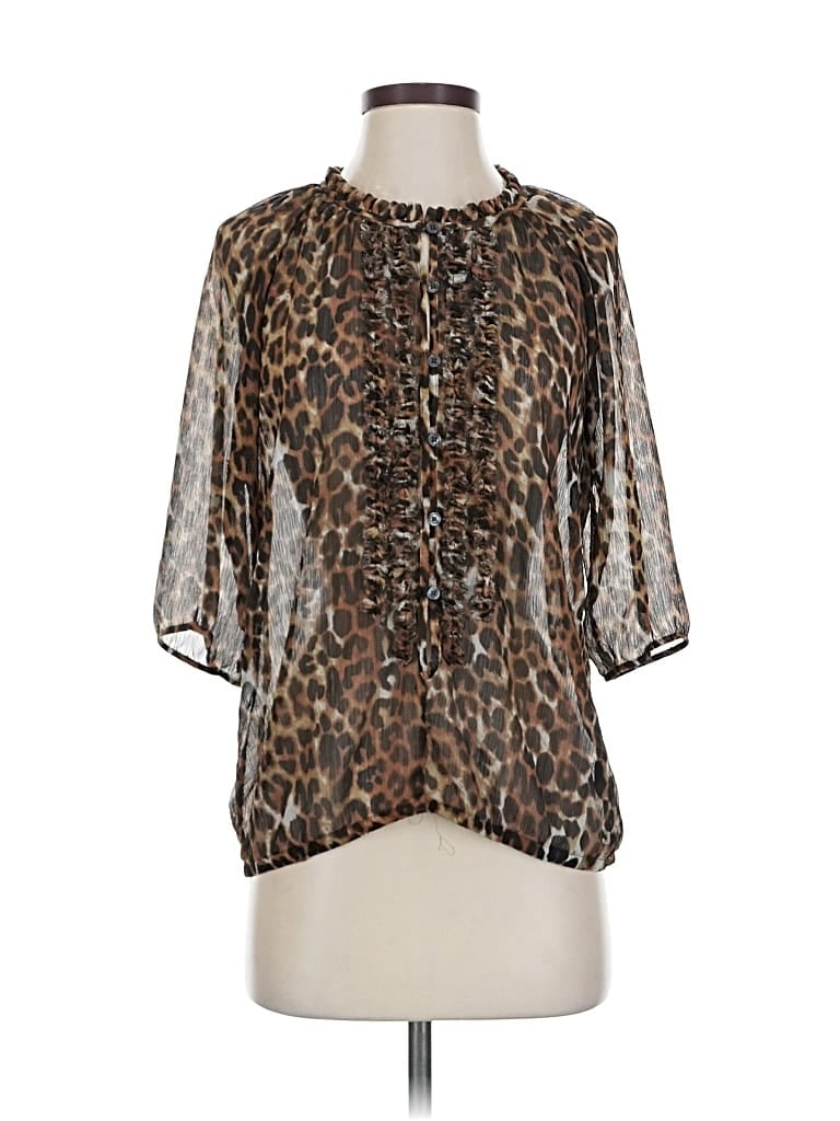 Pre-owned Express Short Sleeve Blouse In Brown