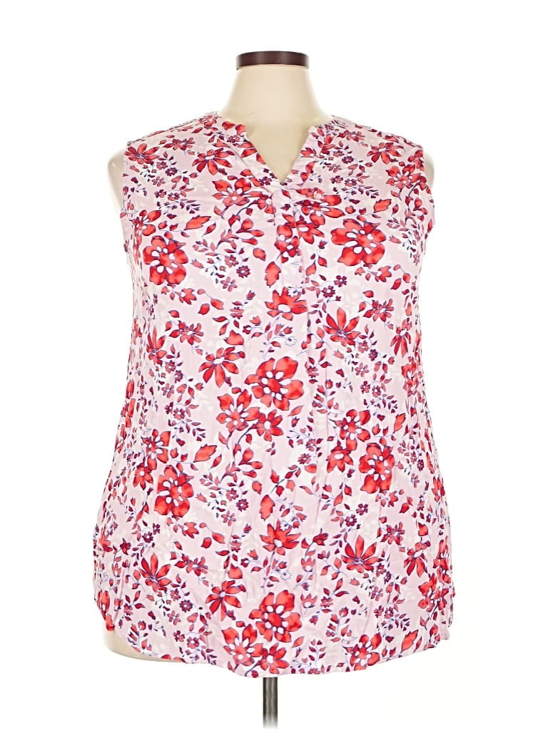 WOMAN WITHIN Pre-owned Sleeveless Blouse In Red