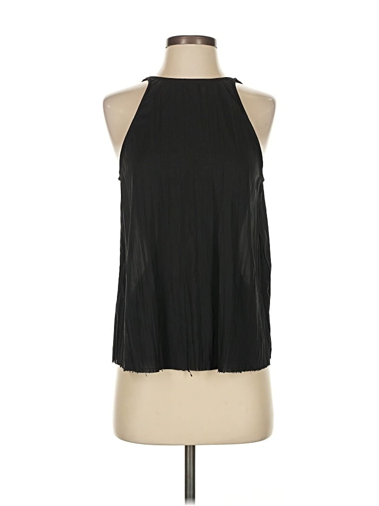 Pre-owned Solid & Striped Sleeveless Blouse In Black