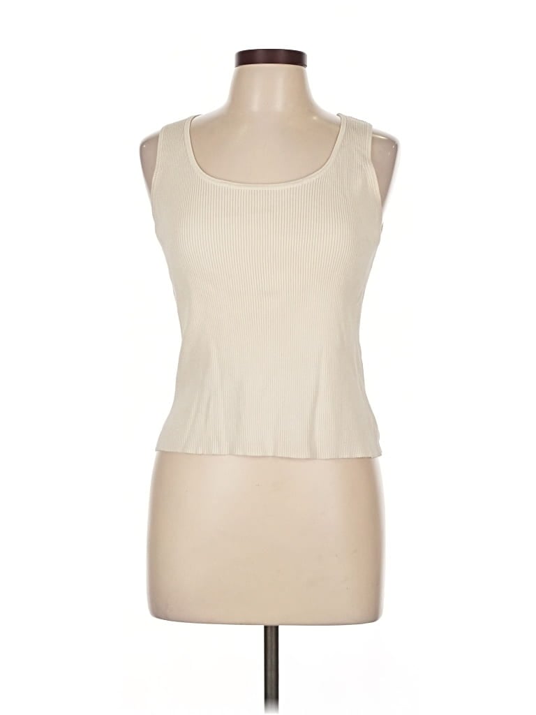 Pre-owned Garfield & Marks Sleeveless Silk Top Ivory Strapless Neckline Tops In White