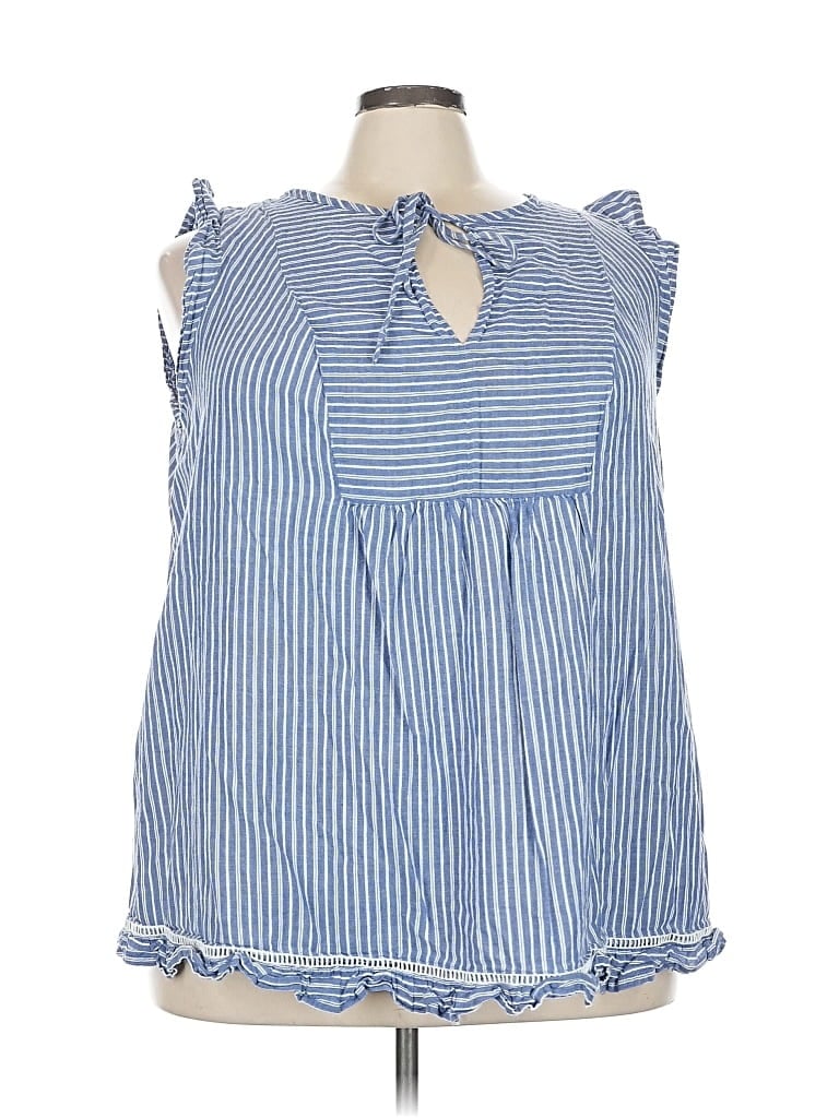 Pre-owned Joe Fresh Sleeveless Blouse In Blue