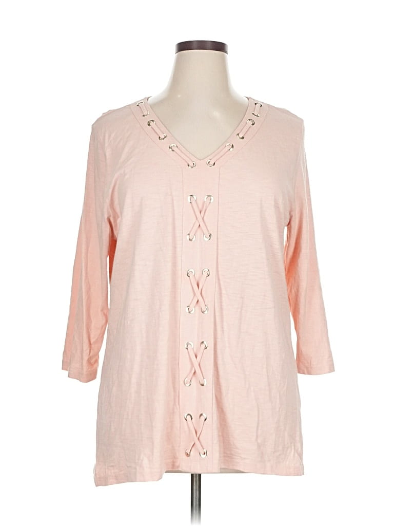 Click to view more detailed imagery on our partner's website Pre-owned Jm Collection 3/4 Sleeve T-shirt In Pink