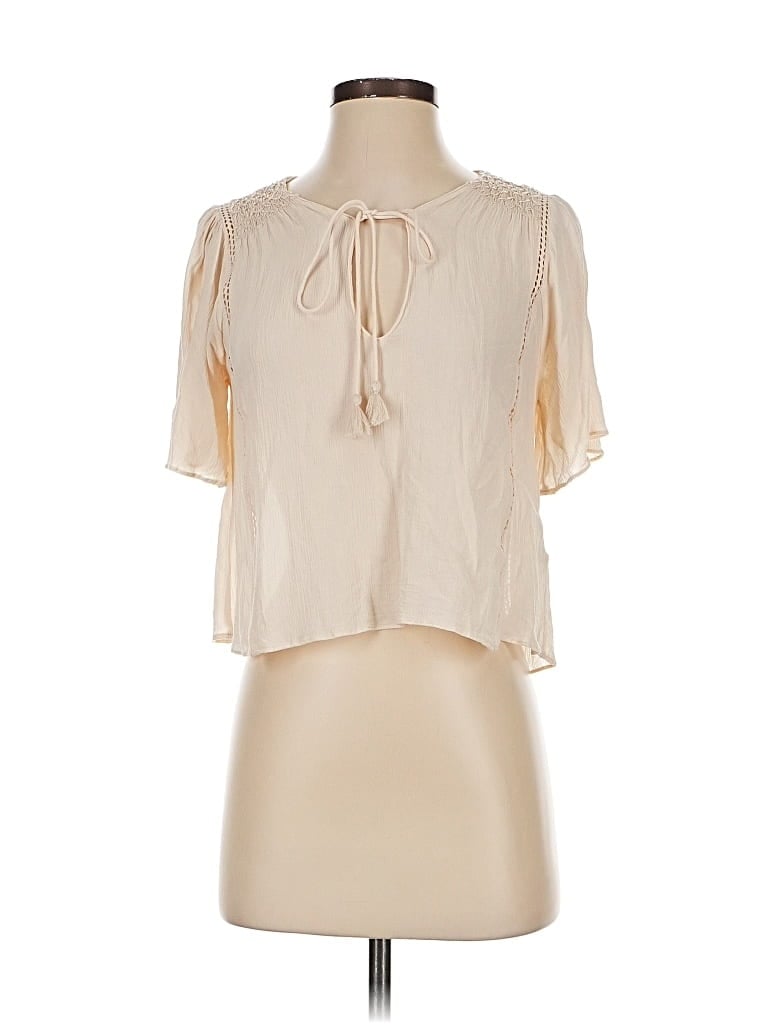Pre-owned Forever 21 Contemporary Short Sleeve Blouse In White