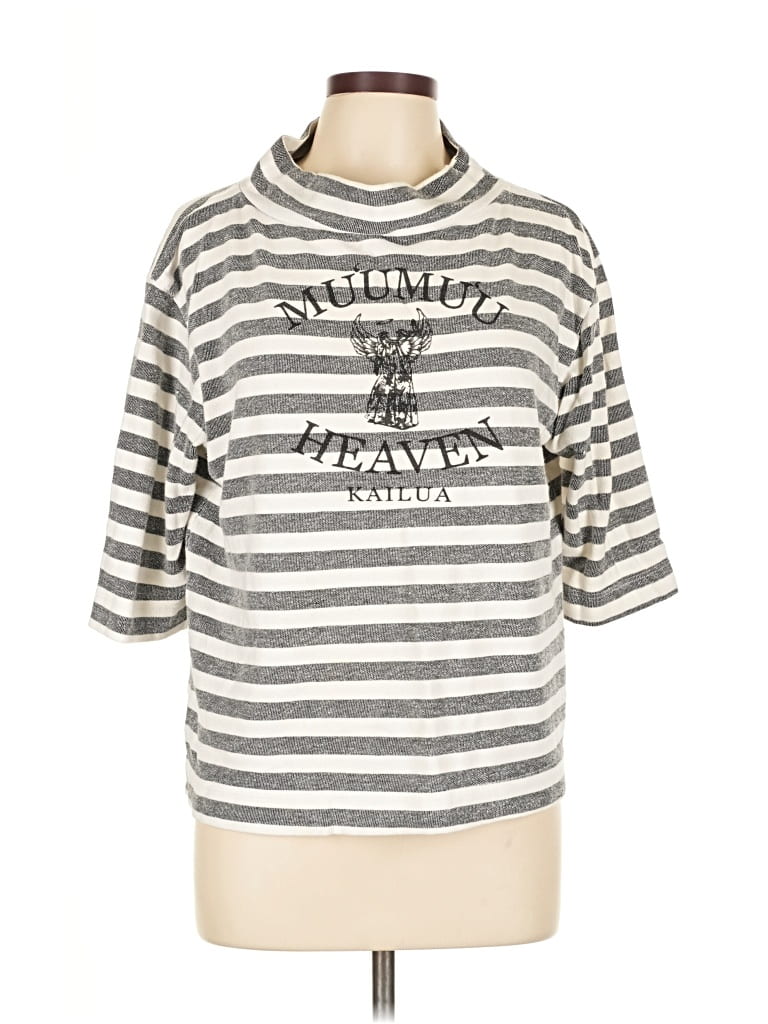 T.LA Pre-owned 3/4 Sleeve Top Silver Boatneck Tops