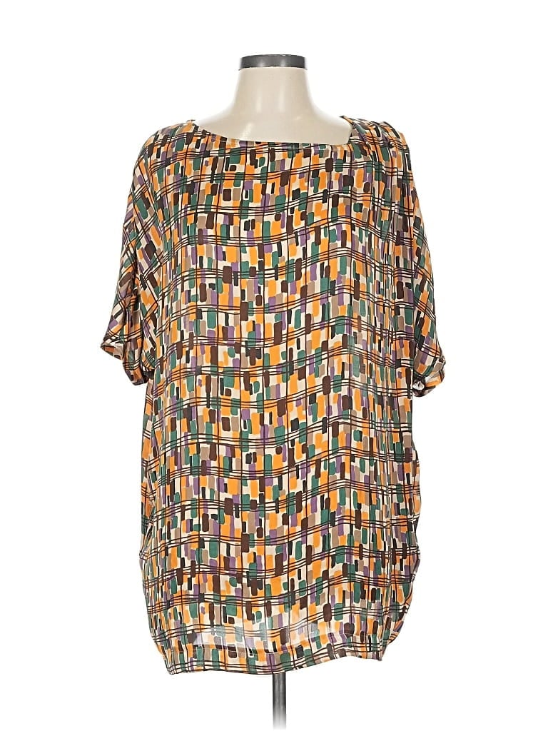 Pre-owned Assorted Brands Short Sleeve Blouse In Brown