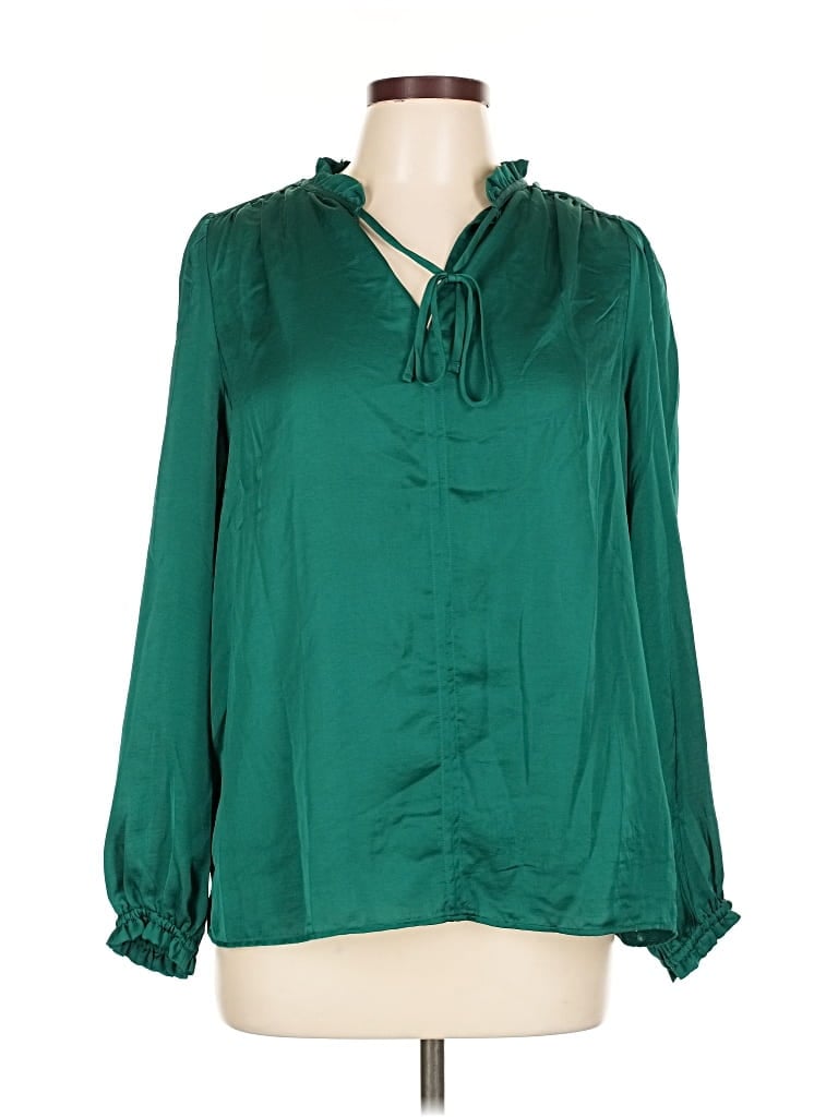 Pre-owned Ann Taylor Loft Long Sleeve Blouse In Green