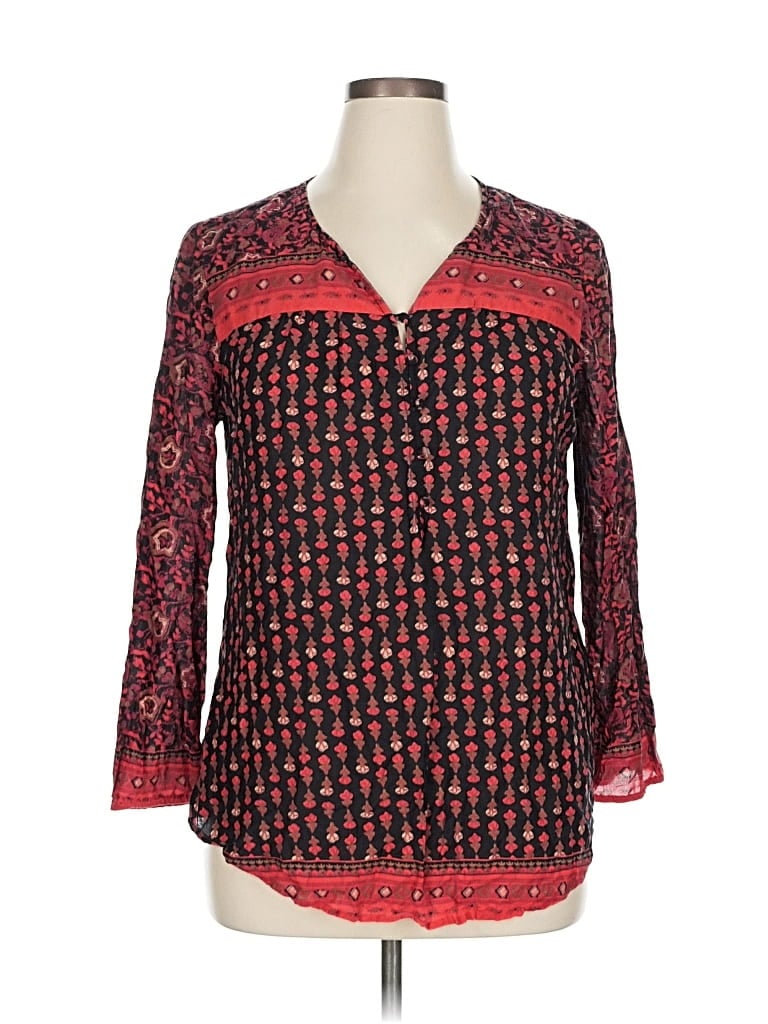 Pre-owned Lucky Brand Long Sleeve Blouse In Red