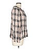 Point Sur 100% Viscose Plaid Brown Long Sleeve Blouse Size L - photo 4