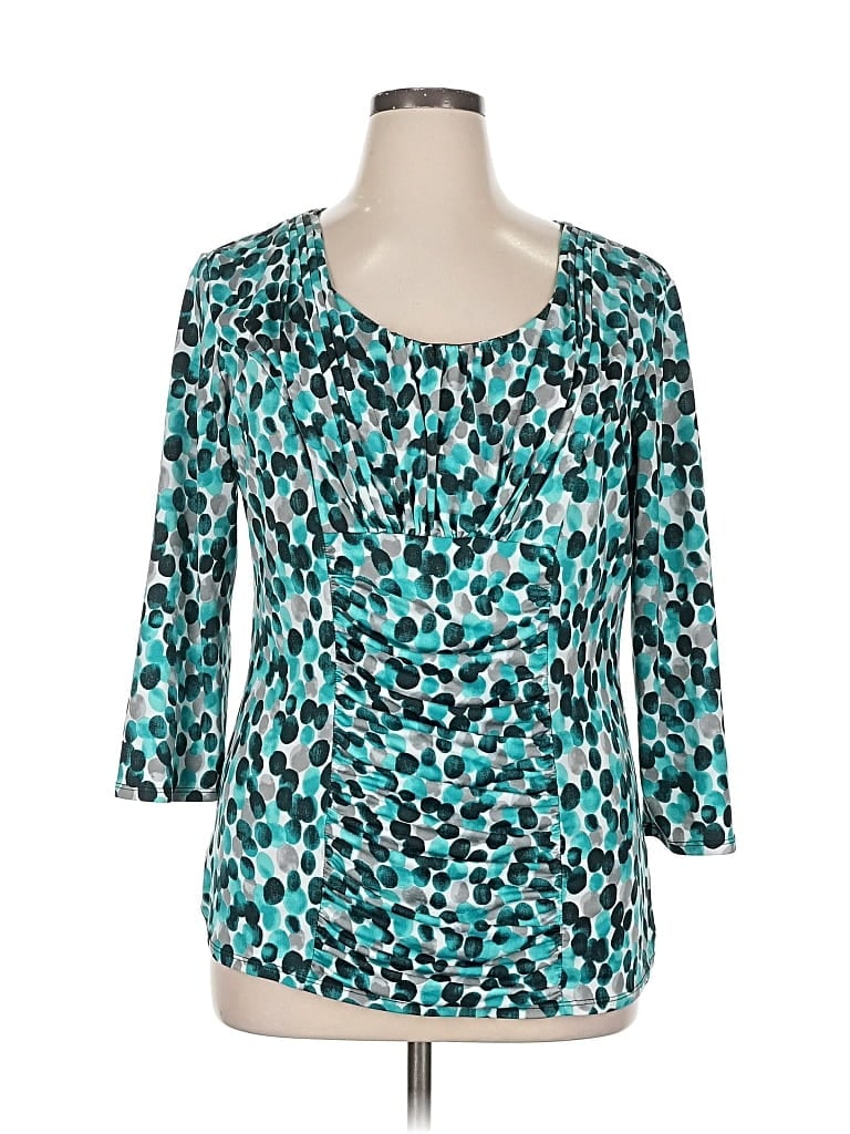 Pre-owned Dressbarn 3/4 Sleeve Blouse In Blue