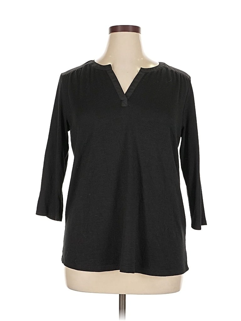 Pre-owned 41hawthorn 3/4 Sleeve Top Black V-neck Tops
