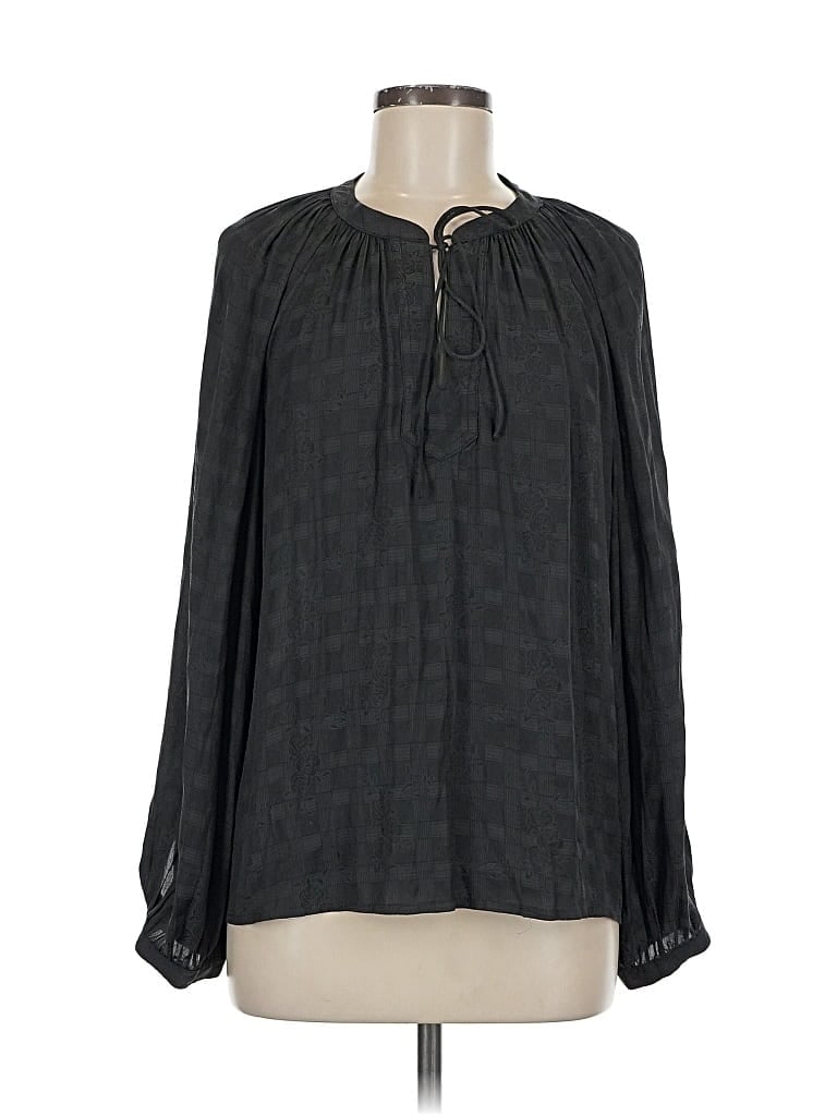 Pre-owned Current Air Long Sleeve Blouse In Black